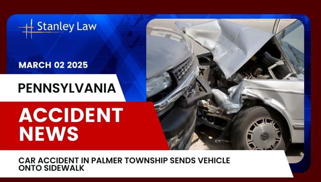 Car Accident in Palmer Township Sends Vehicle Onto Sidewalk, PA