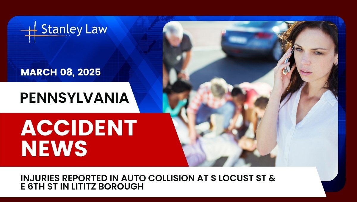 Injuries Reported in Auto Collision at S Locust St and E 6th St in Lititz Borough, PA