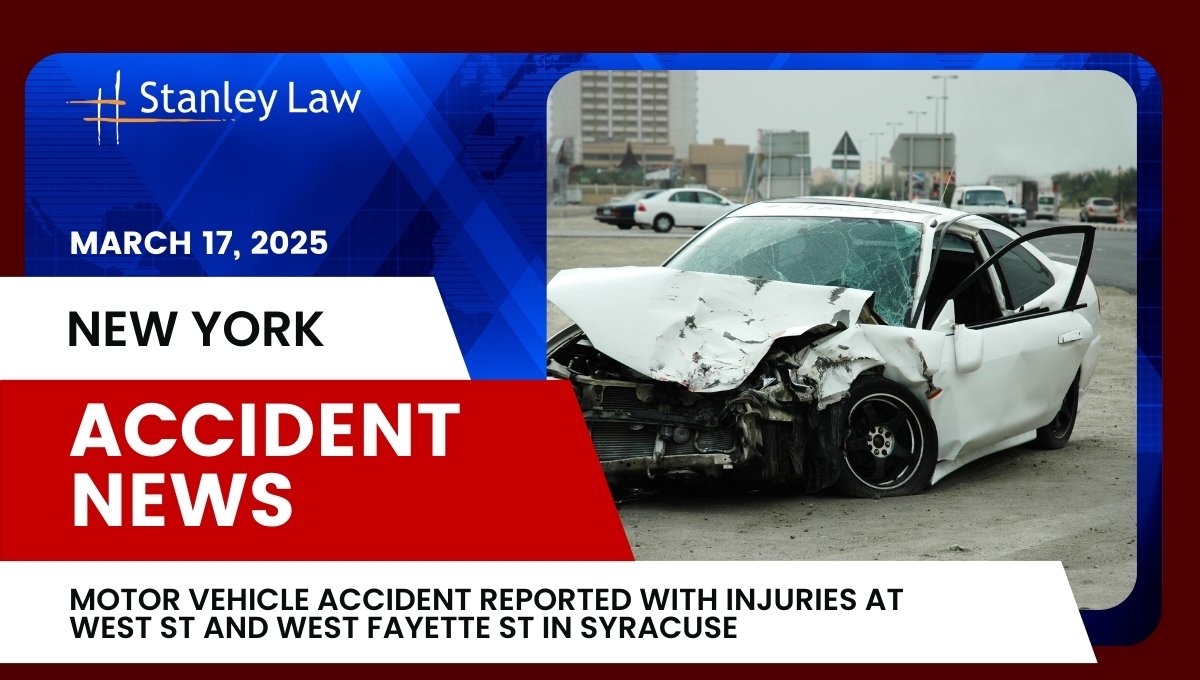 Motor Vehicle Accident with Injuries at West St and West Fayette St in Syracuse, NY