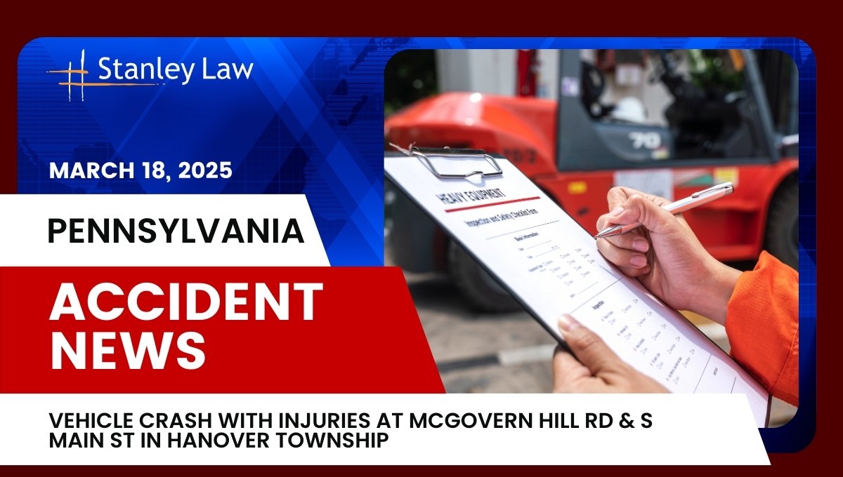 Vehicle Crash with Injuries at McGovern Hill Rd & S Main St in Hanover Township