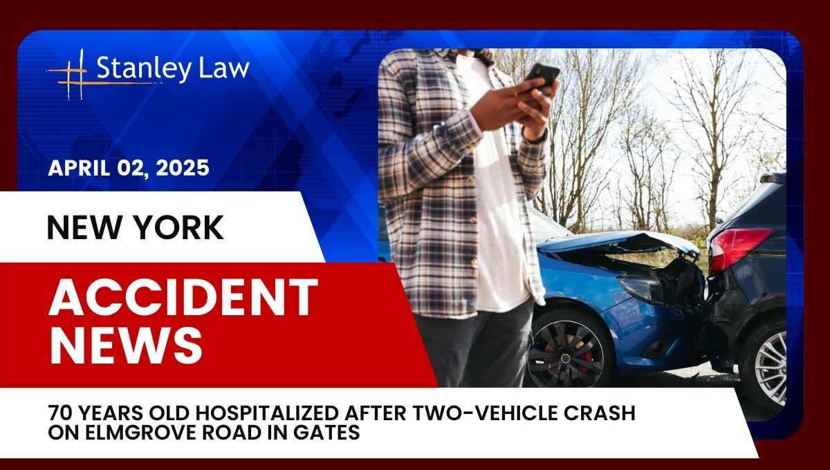 70 Years Old Hospitalized After Two Vehicle Crash on Elmgrove Road in Gates