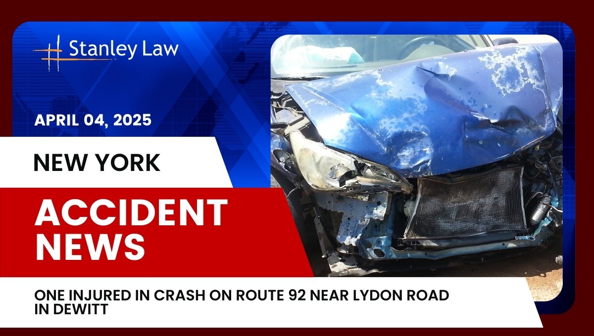 One Injured in Crash on Route 92 Near Lydon Road in DeWitt