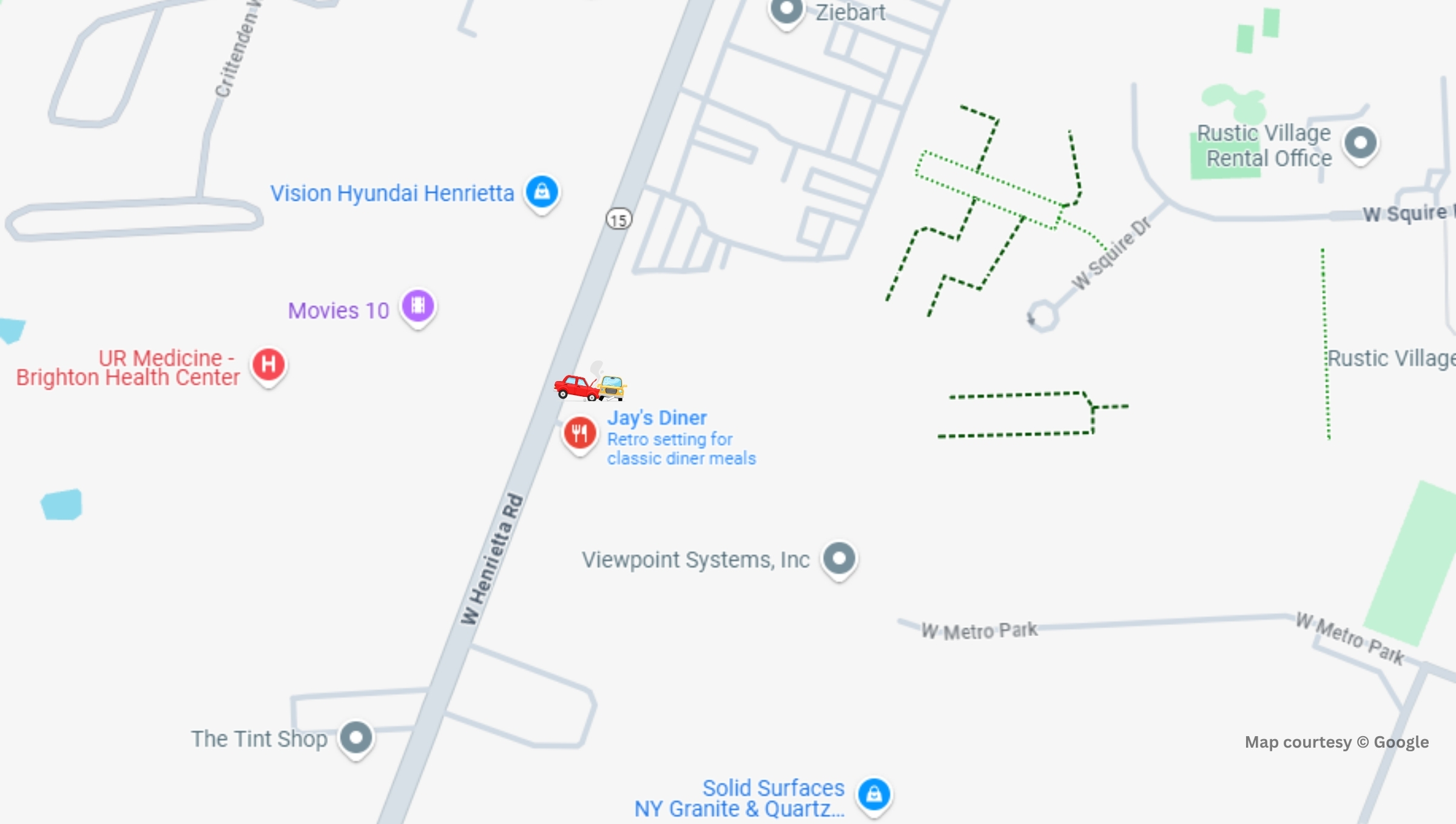Accident Outside Jay's Diner on W Henrietta Rd