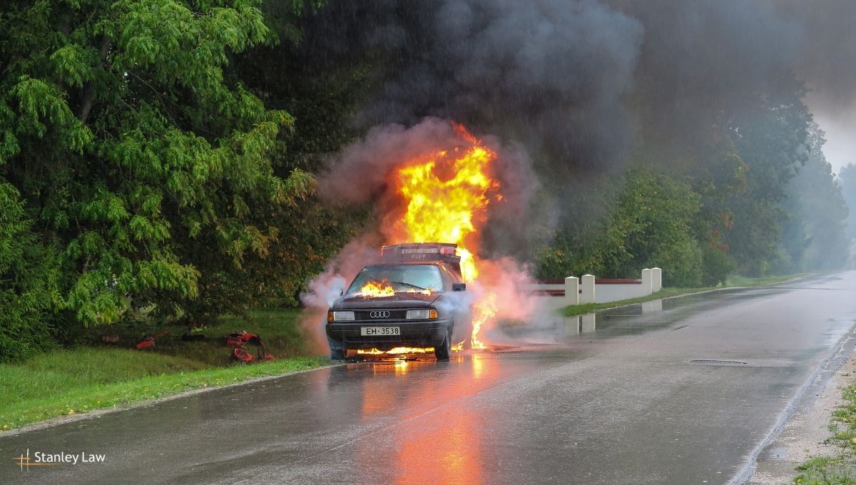 Buffalo, NY - Vehicle Catches Fire After Single-Car Crash on I-290