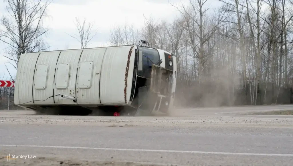 Bus rollover accident on Pembroke, NY