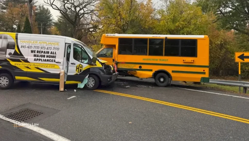 Seven Students Hospitalized After School Bus and Van Crash