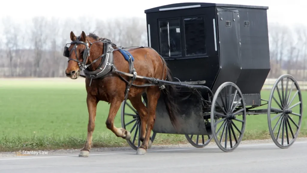 Three seriously injured after car hits horse and buggy