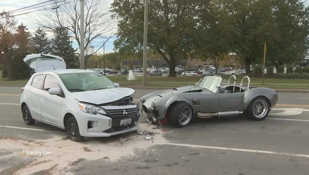 Two-car crash near the intersection of Long Pond Road and Latta Road