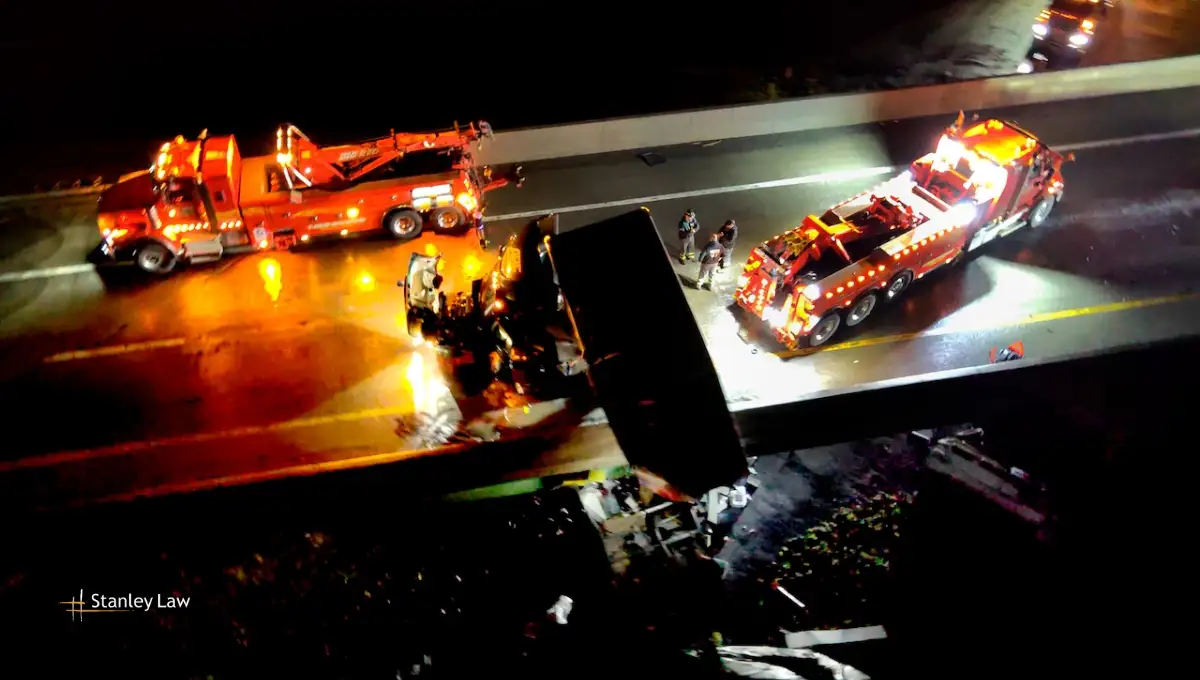 Tractor-trailer splits in two