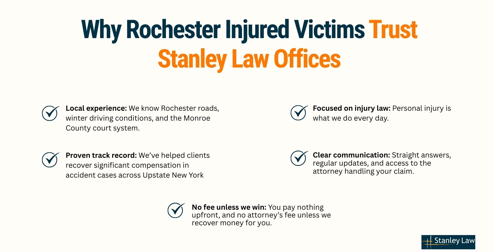 Injured Pedestrians Trust Stanley Law Offices in Rochester