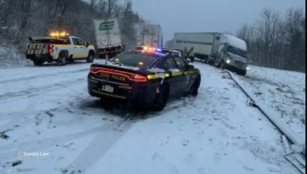 Two Tractor-Trailers Jack-knife