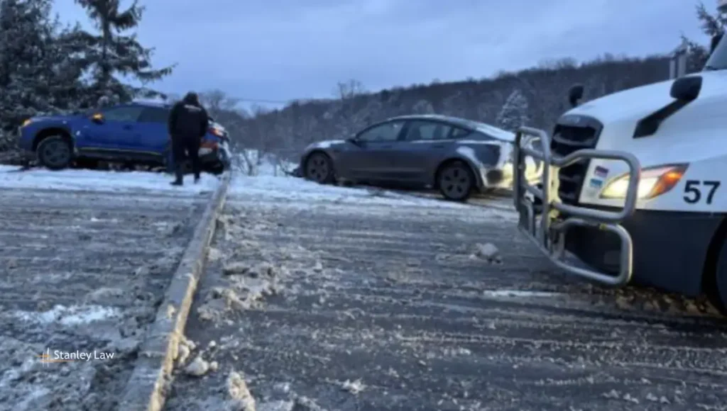 Slick Roads Trigger Multiple Crashes