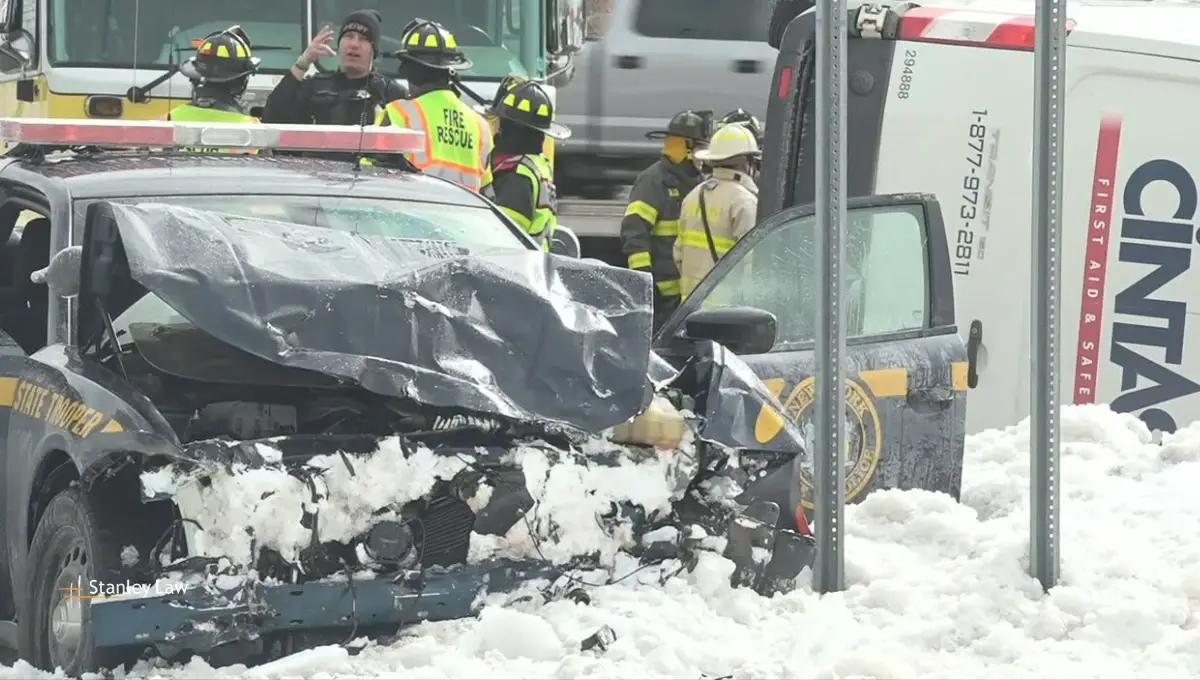 State Trooper & Driver Injured in Route 104 Crash