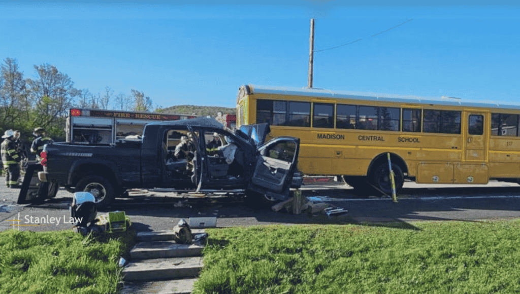 Multiple Injured After Pickup Truck Strikes School Bus on Route 20
