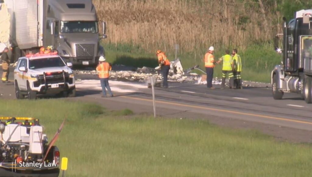 One Person Injured in Three-Tractor-Trailer Crash