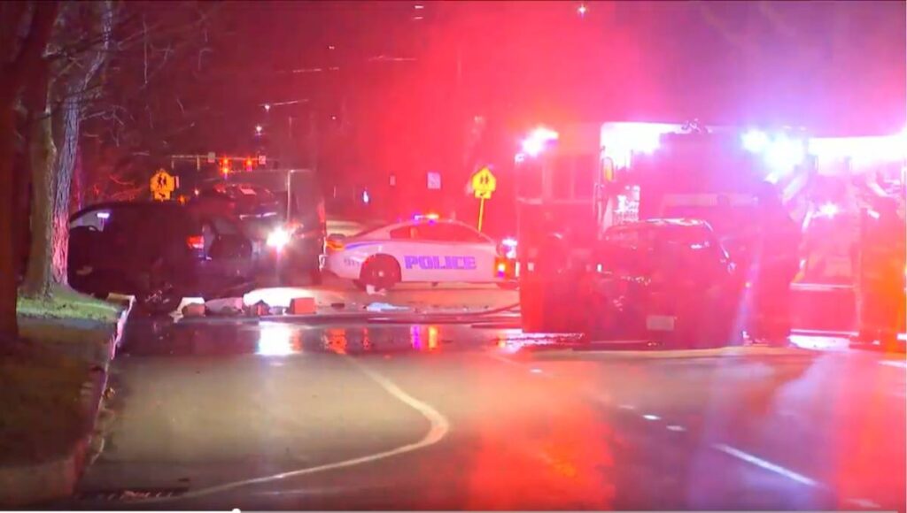 Driver abandons car after fiery crash